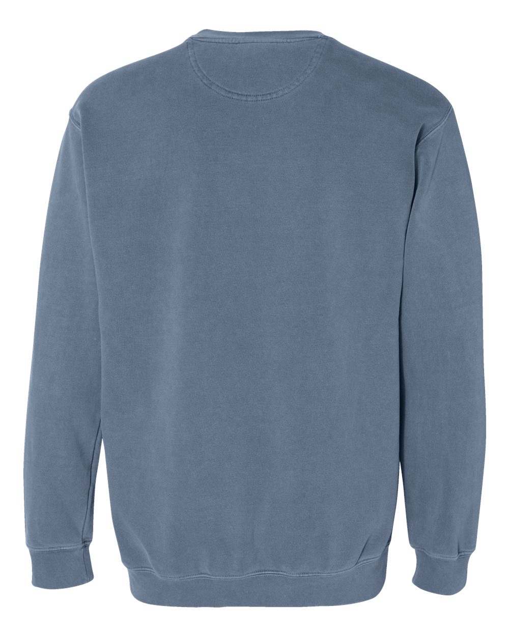 Custom crewneck sweatshirts, Comfort Colors garment-dyed crewneck in Blue Jean, back view