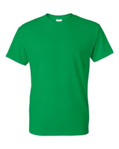 Bulk custom t-shirts in Irish Green, Gildan DryBlend 50/50 tee, flat front