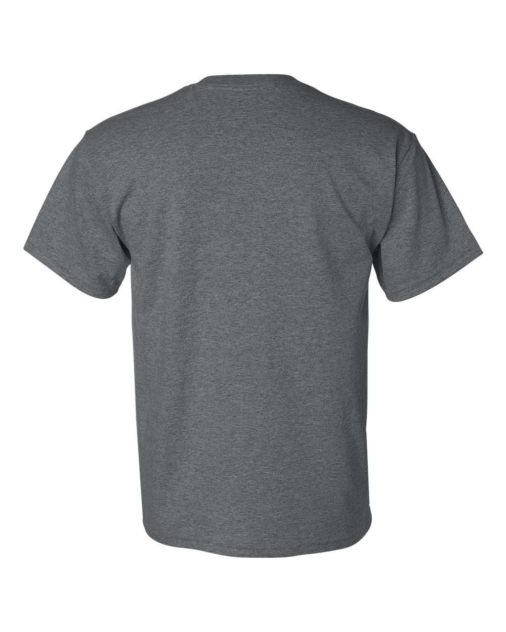 Bulk custom t-shirts in Dark Heather, Gildan DryBlend 50/50 tee, flat back