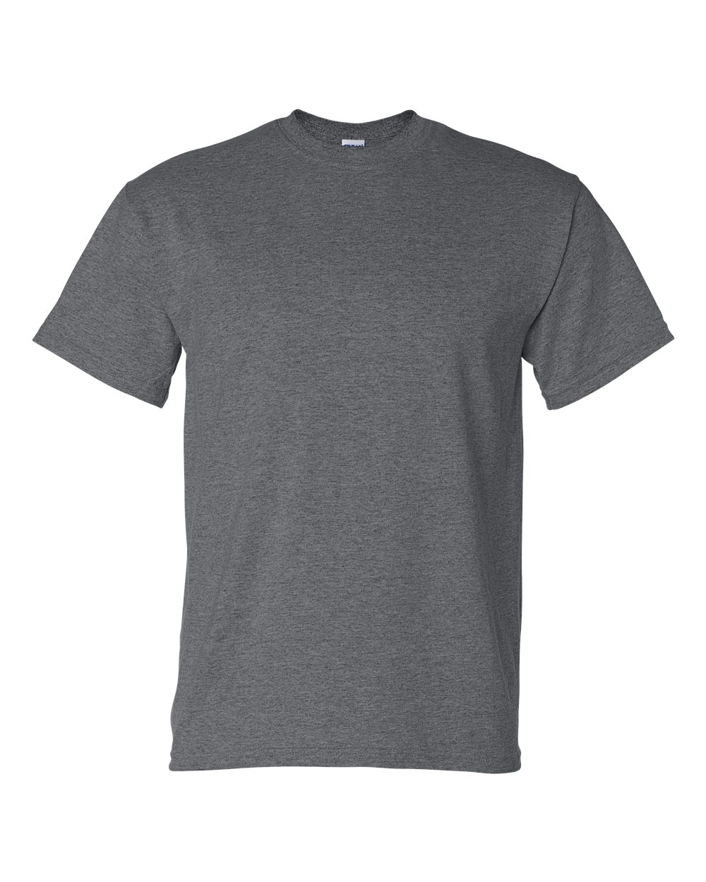 Bulk custom t-shirts in Dark Heather, Gildan DryBlend 50/50 tee, flat front