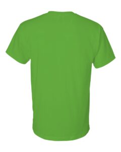 Bulk custom t-shirts in Electric Green, Gildan DryBlend 50/50 tee, flat back