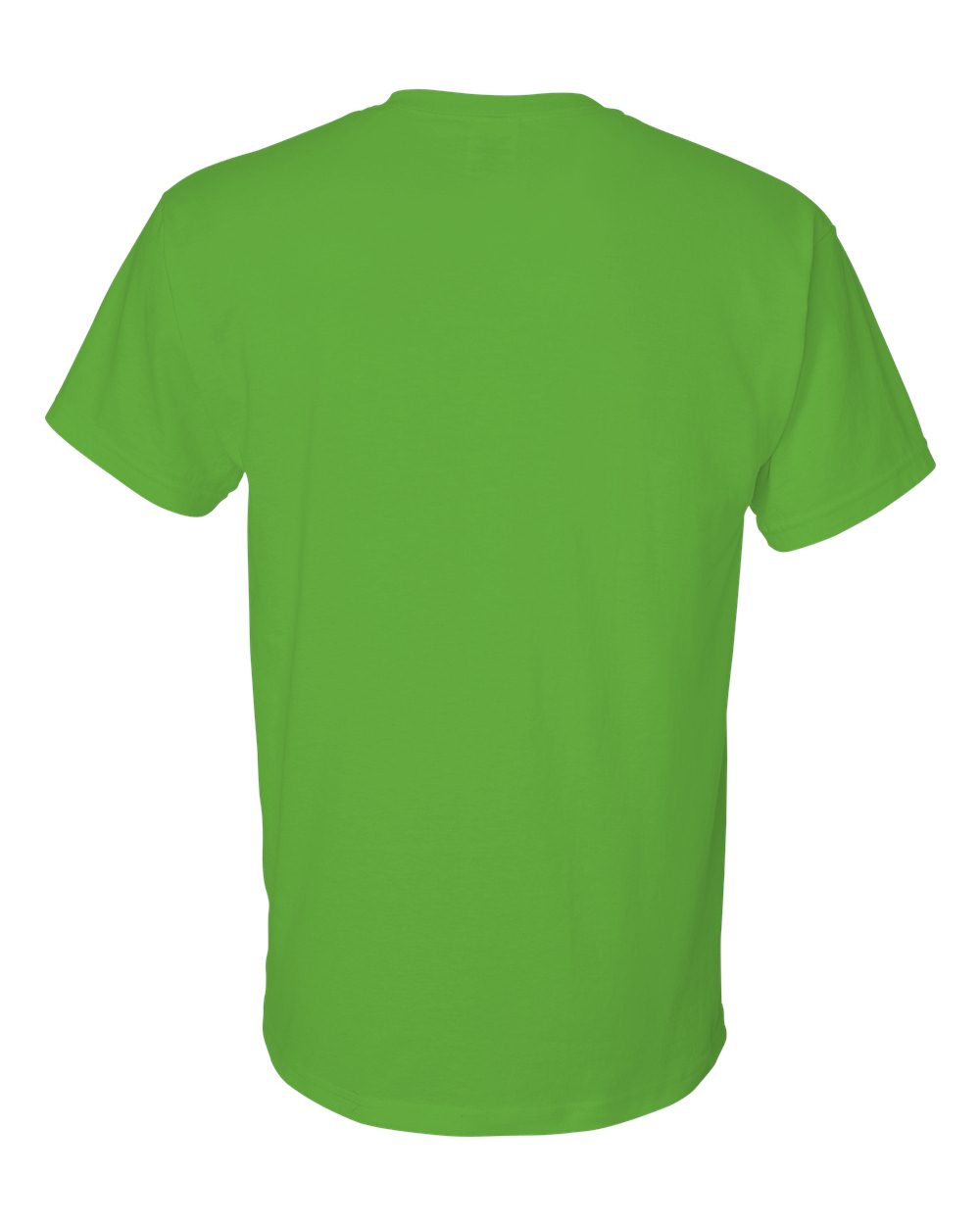 Bulk custom t-shirts in Electric Green, Gildan DryBlend 50/50 tee, flat back