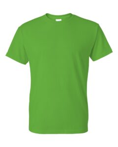 Bulk custom t-shirts in Electric Green, Gildan DryBlend 50/50 tee, flat front