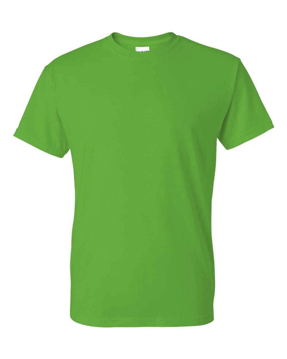 Bulk custom t-shirts in Electric Green, Gildan DryBlend 50/50 tee, flat front