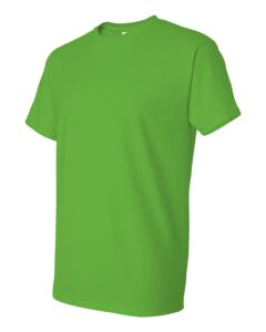 Bulk custom t-shirts in Electric Green, Gildan DryBlend 50/50 tee, side