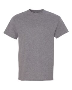 Bulk custom t-shirts in Graphite Heather, Gildan DryBlend 50/50 tee, flat front
