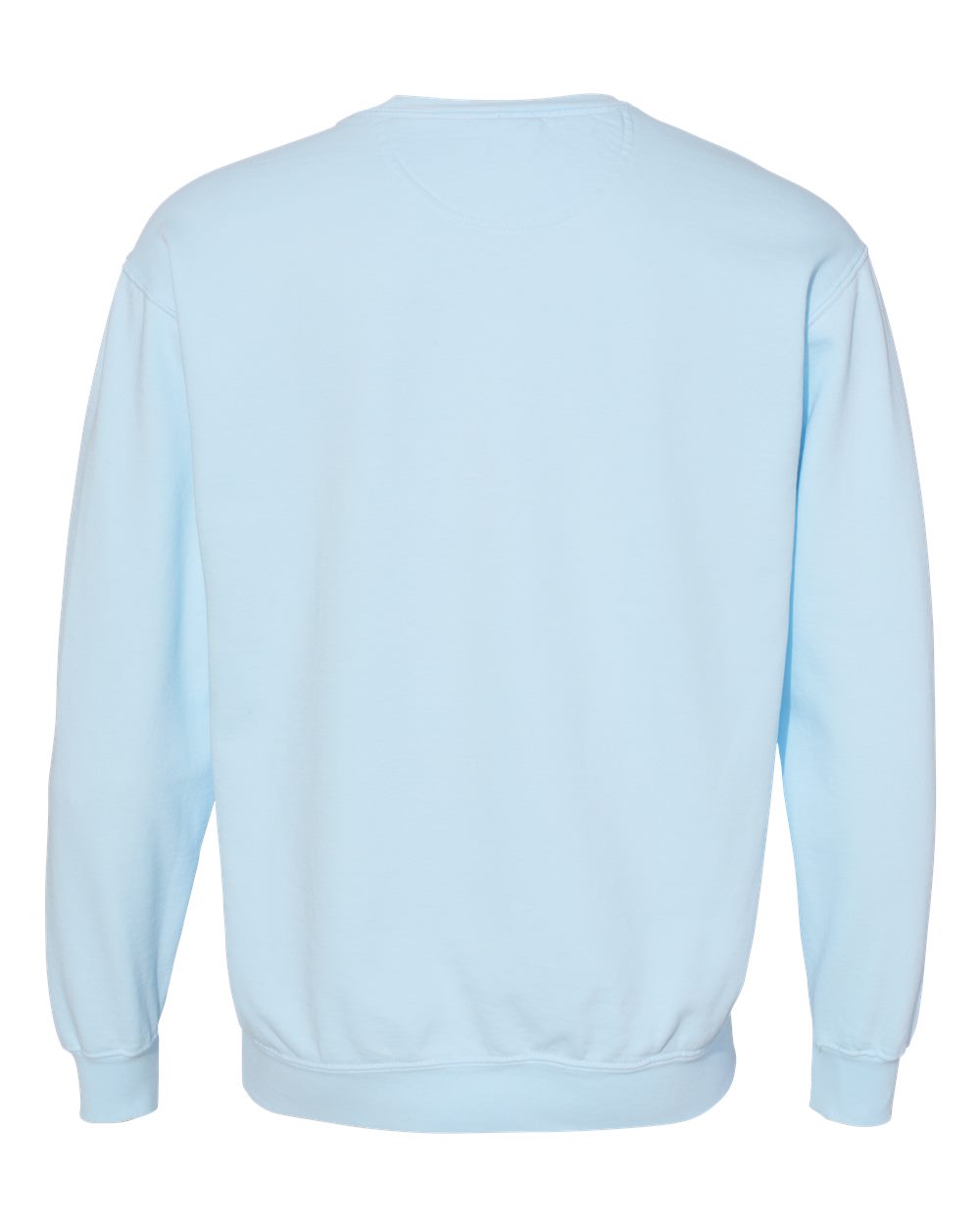 Custom crewneck sweatshirts, Comfort Colors garment-dyed crewneck in Chambray, back view