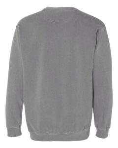Custom crewneck sweatshirts, Comfort Colors garment-dyed crewneck in Grey, back view