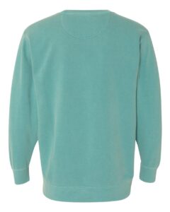Custom crewneck sweatshirts, Comfort Colors garment-dyed crewneck in Seafoam, back view