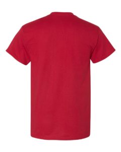 Bulk custom t-shirts in Scarlet Red, Gildan DryBlend 50/50 tee, flat back
