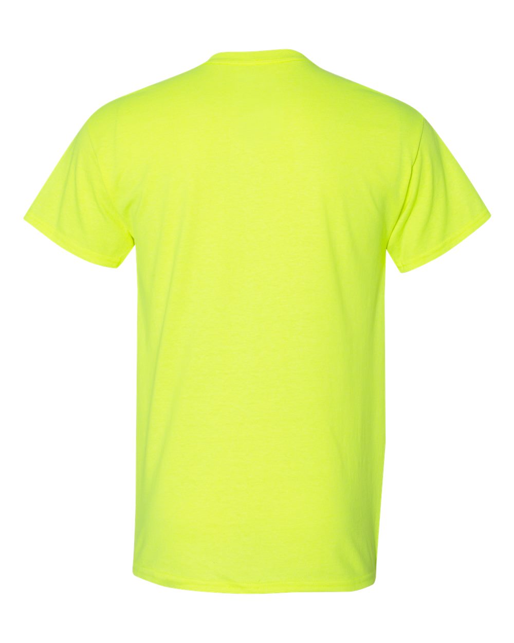 Bulk custom t-shirts in Safety Green, Gildan DryBlend 50/50 tee, flat back