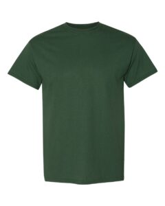 Bulk custom t-shirts in Dark Green, Gildan DryBlend 50/50 tee, flat front