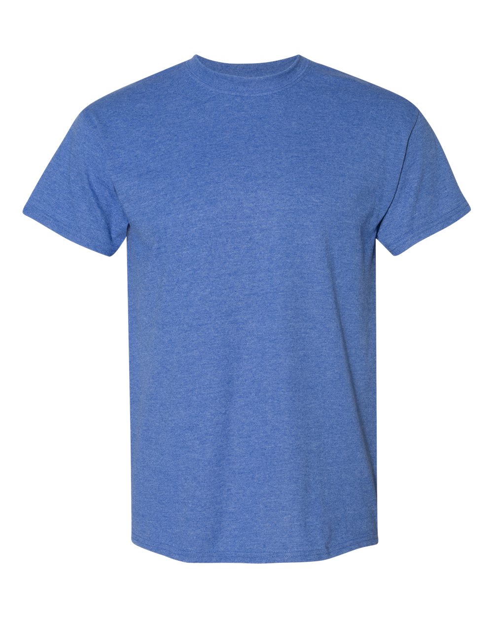 Bulk custom t-shirts in Heather Deep Royal, Gildan DryBlend 50/50 tee, flat front