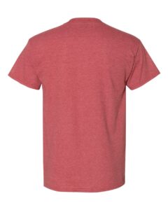 Bulk custom t-shirts in Heather Scarlet Red, Gildan DryBlend 50/50 tee, flat back