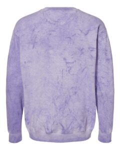 Custom crewneck sweatshirts in Colorblast Amethyst, Comfort Colors garment-dyed fleece, back