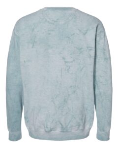 Custom crewneck sweatshirts in Colorblast Ocean, Comfort Colors garment-dyed fleece, back