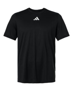 Custom Adidas shirts in Black, men's Pregame performance tee, flat front