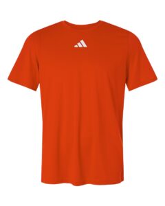 Custom Adidas shirts in Orange, men's Pregame performance tee, flat front