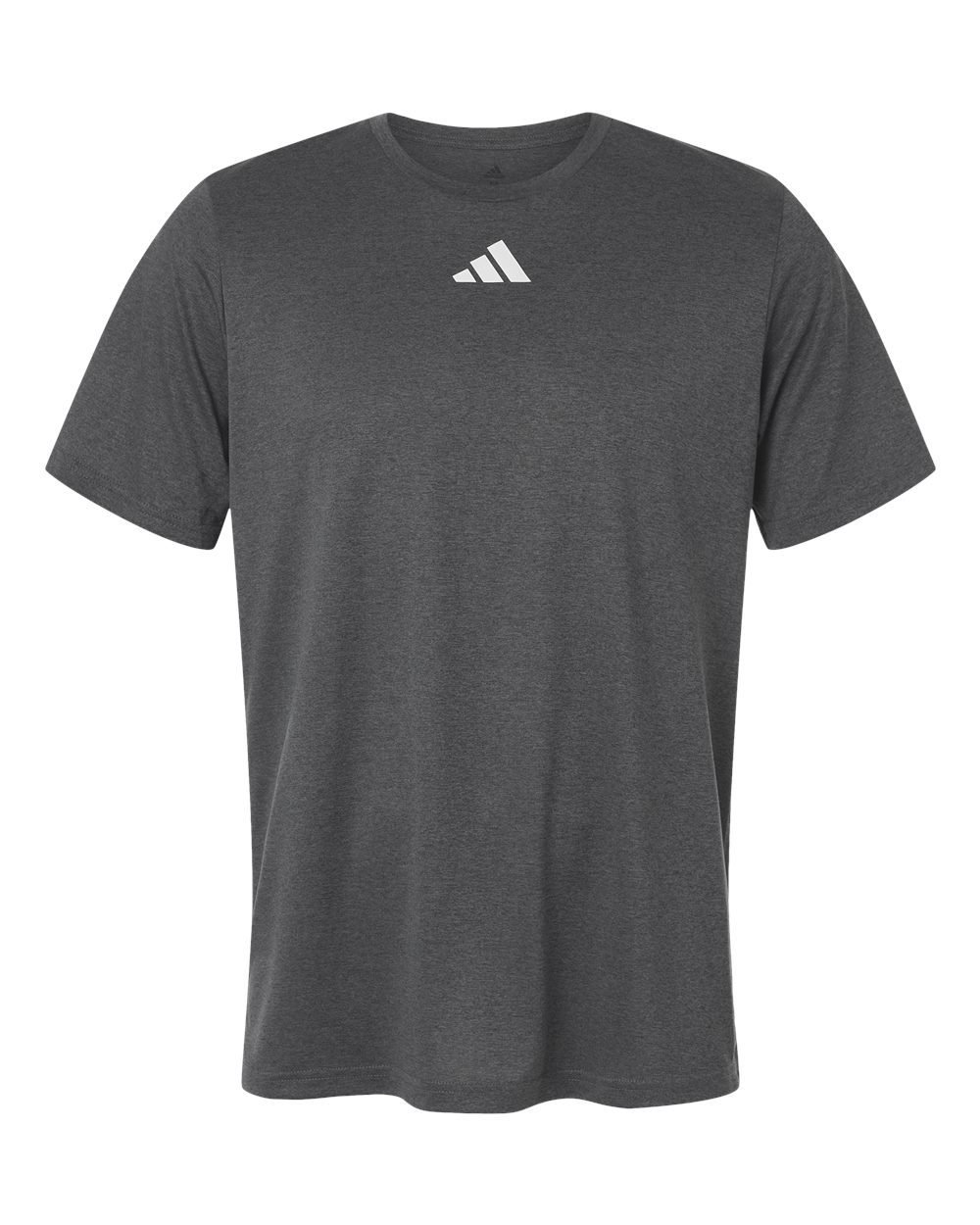 Custom Adidas shirts in Dark Grey Heather, men's Pregame performance tee, flat front