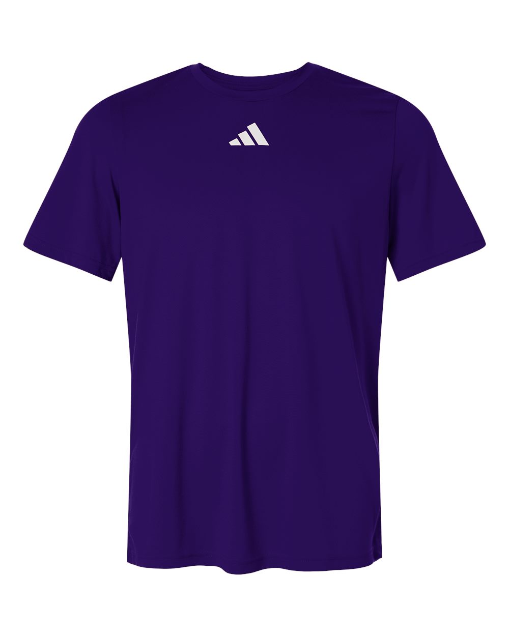 Custom Adidas shirts in Purple, men's Pregame performance tee, flat front