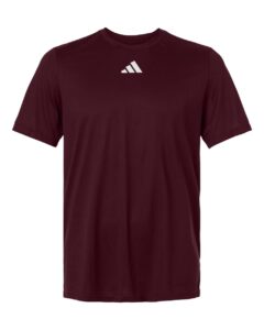 Custom Adidas shirts in Maroon, men's Pregame performance tee, flat front