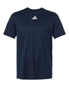 Custom Adidas shirts in Navy Blue, men's Pregame performance tee, flat front