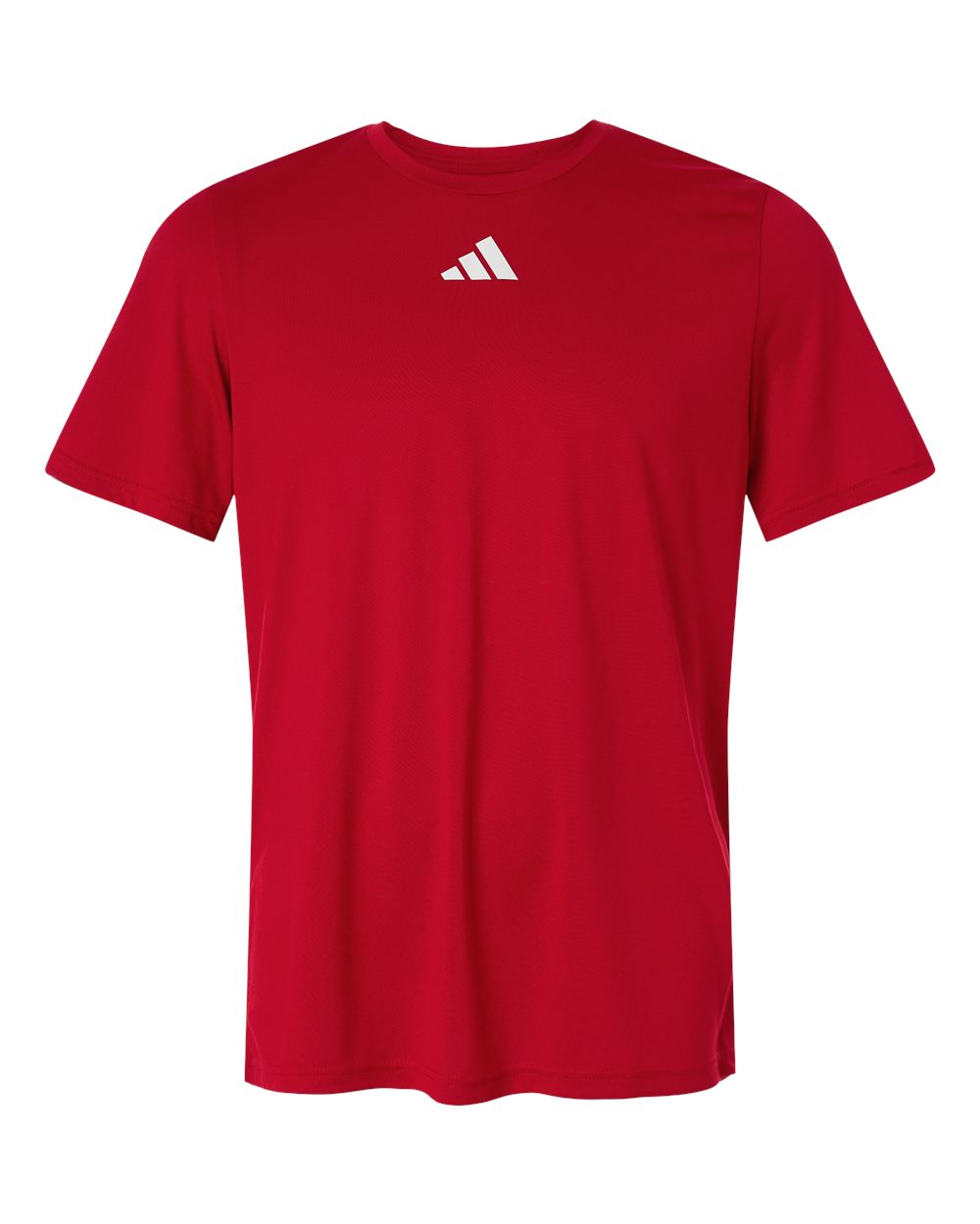 Custom Adidas shirts in Power Red, men's Pregame performance tee, flat front