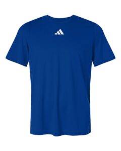 Custom Adidas shirts in Royal Blue, men's Pregame performance tee, flat front