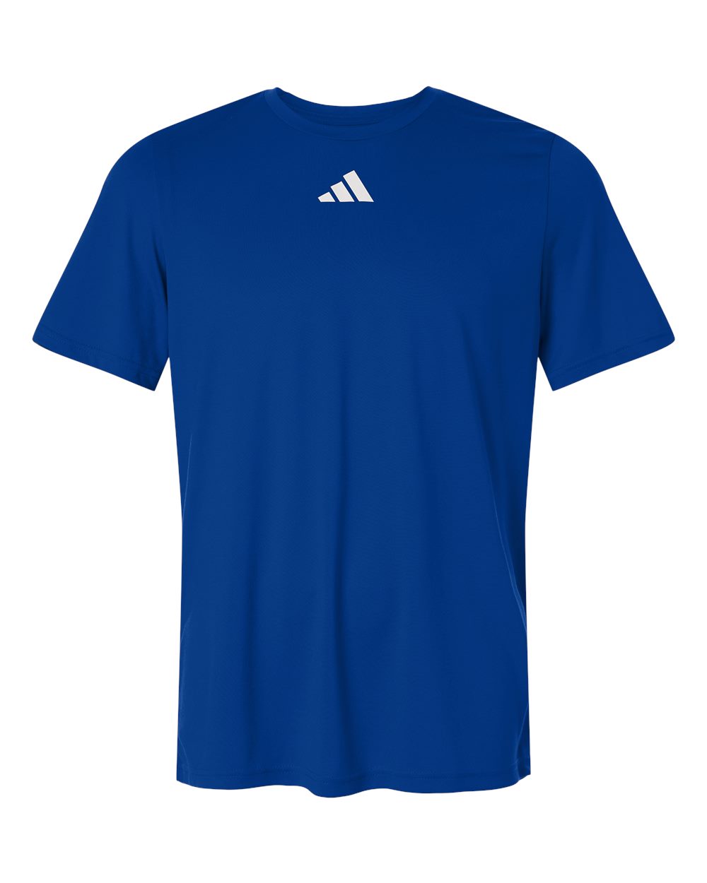 Custom Adidas shirts in Royal Blue, men's Pregame performance tee, flat front