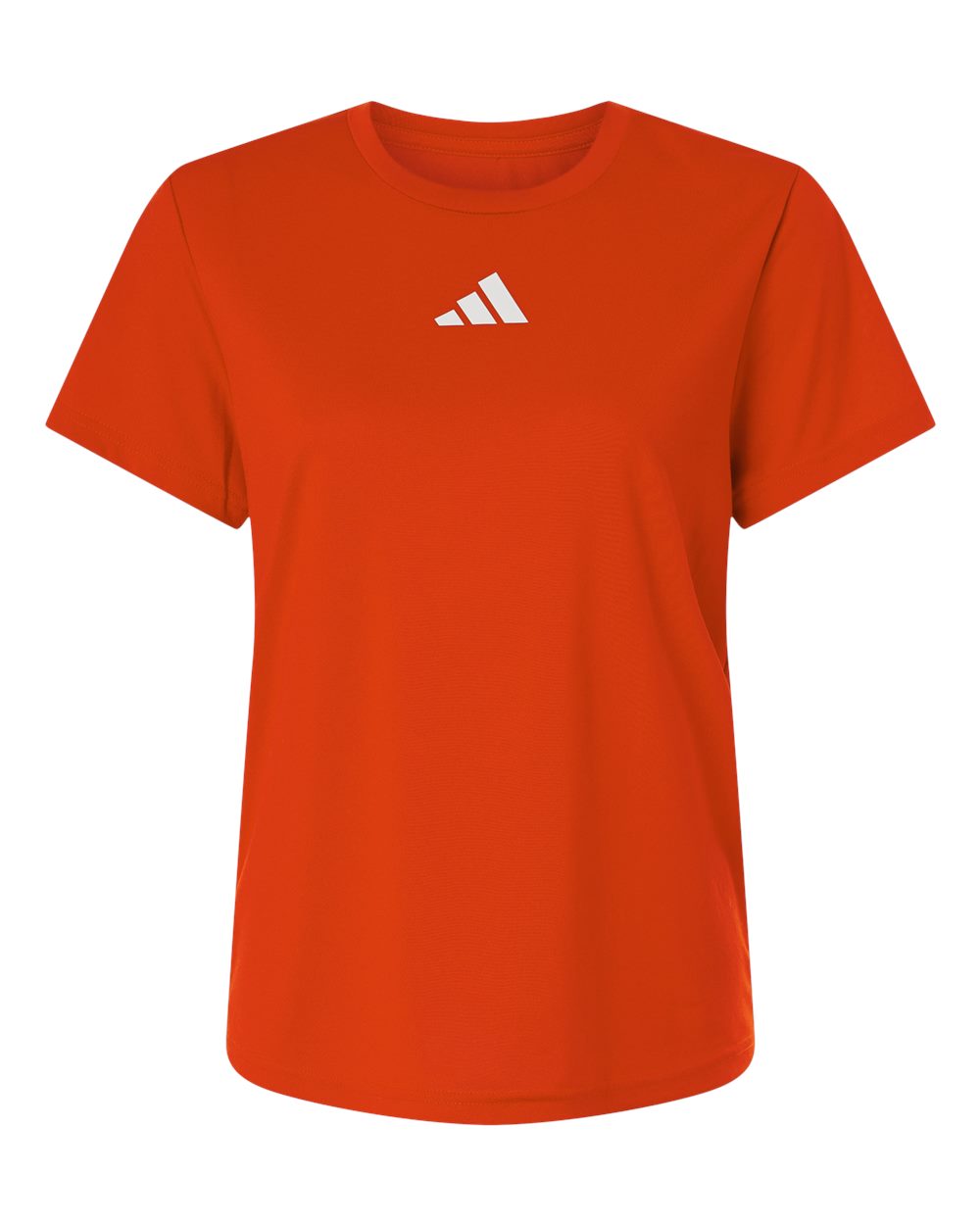 Custom Adidas shirts for women in Orange, Pregame performance tee, flat front