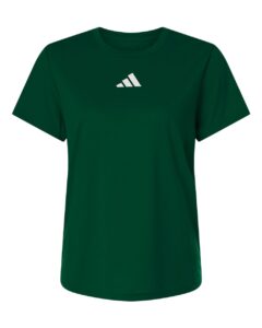 Custom Adidas shirts for women in Dark Green, Pregame performance tee, flat front