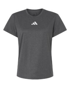Custom Adidas shirts for women in Dark Grey Heather, Pregame performance tee, flat front