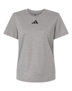Custom Adidas shirts for women in Medium Grey Heather, Pregame performance tee, flat front