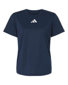 Custom Adidas shirts for women in Navy Blue, Pregame performance tee, flat front
