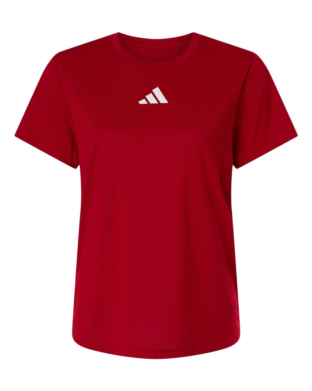 Custom Adidas shirts for women in Power Red, Pregame performance tee, flat front