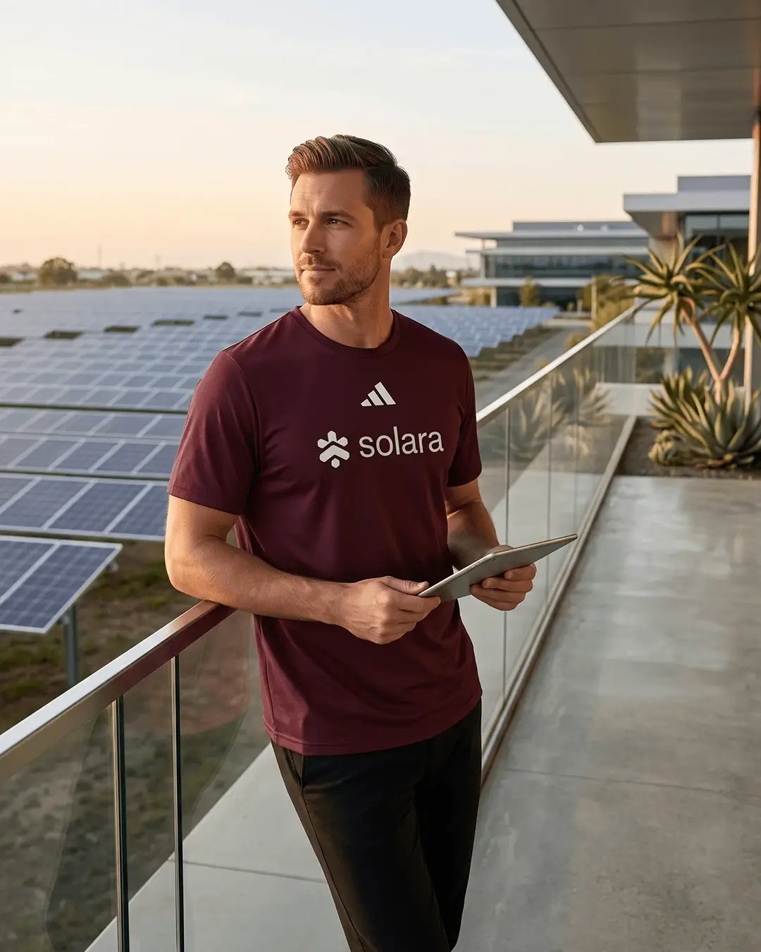 Custom Adidas shirts, mens Pregame performance tee with a sample embroidered logo, worn