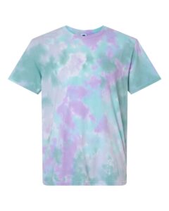 Custom tie-dye shirts in Siren, Colortone Vintage crumple-dyed tee, flat front