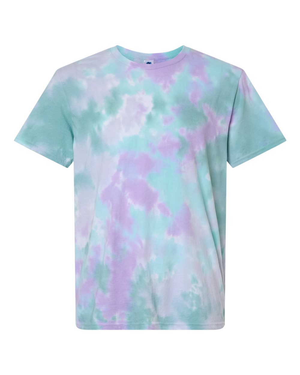 Custom tie-dye shirts in Siren, Colortone Vintage crumple-dyed tee, flat front