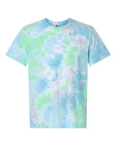 Custom tie-dye shirts in Wave, Colortone Vintage crumple-dyed tee, flat front