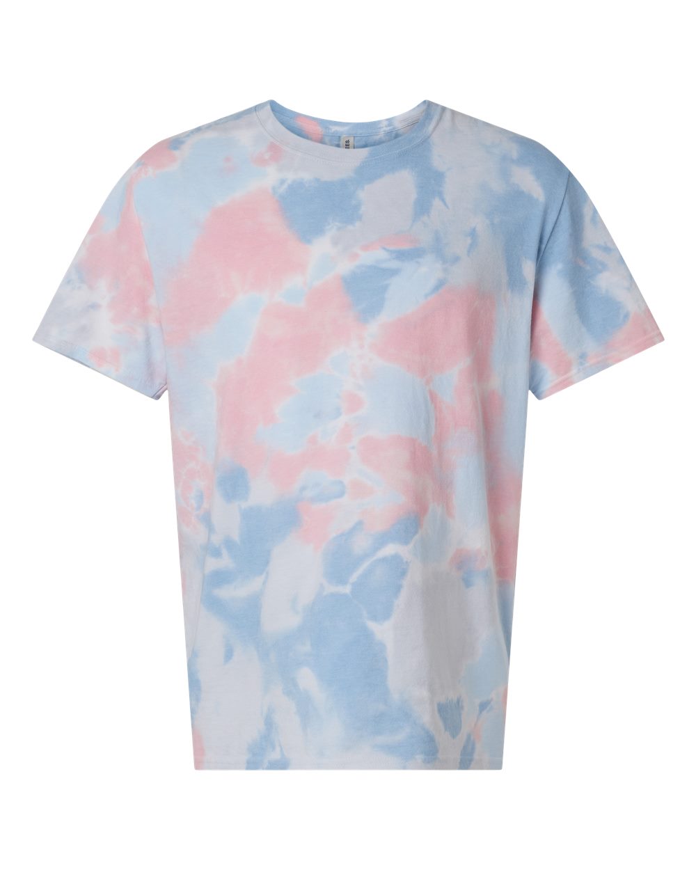 Custom tie-dye shirts in Zephyr, Colortone Vintage crumple-dyed tee, flat front