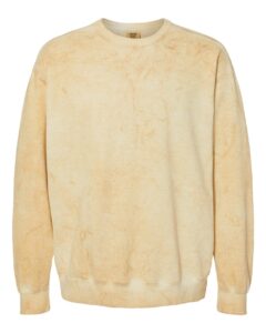 Custom crewneck sweatshirts in Colorblast Citrine, Comfort Colors garment-dyed fleece, front