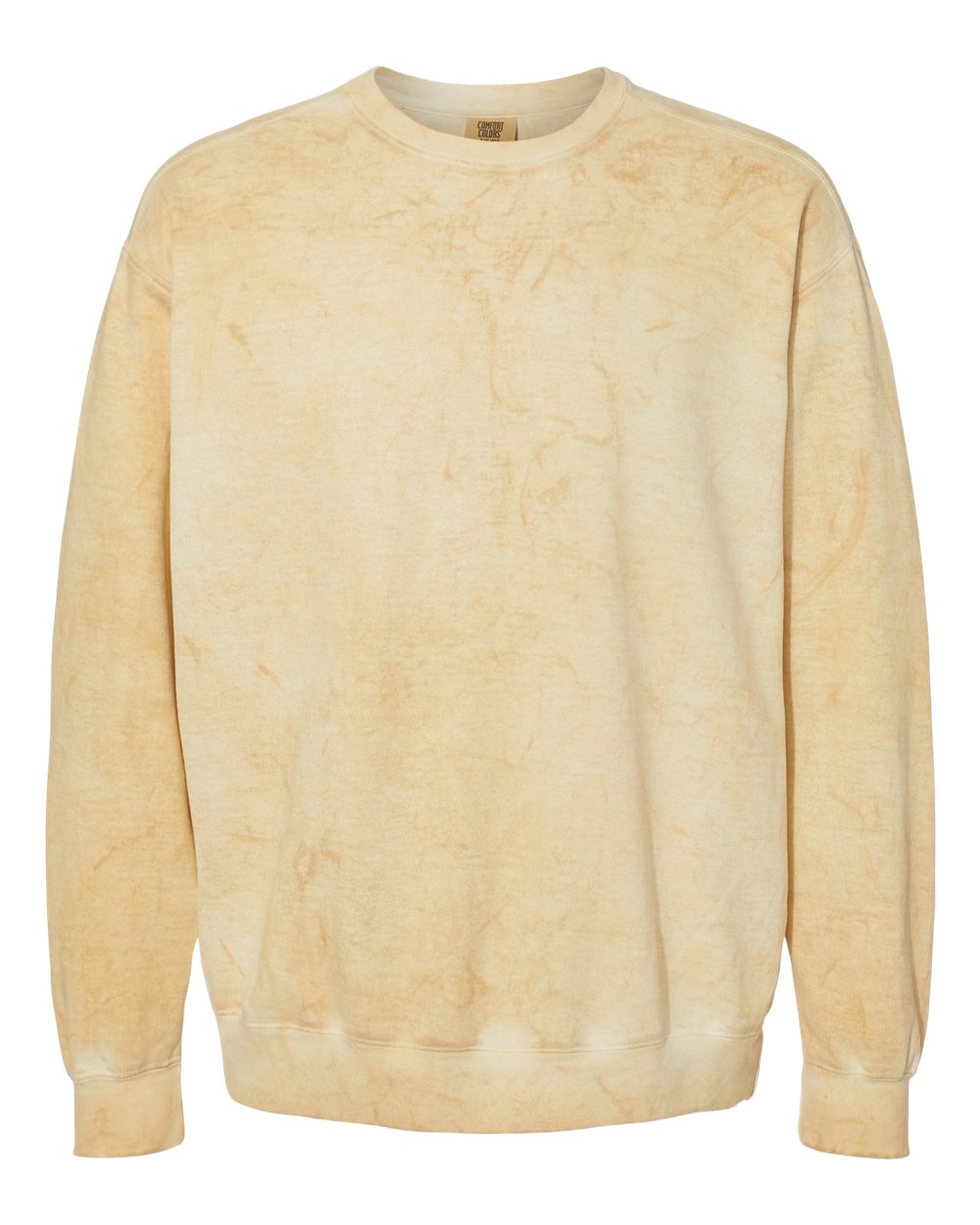 Custom crewneck sweatshirts in Colorblast Citrine, Comfort Colors garment-dyed fleece, front
