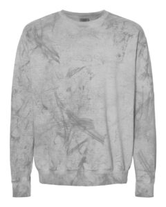 Custom crewneck sweatshirts in Colorblast Smoke, Comfort Colors garment-dyed fleece, front