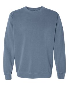 Custom crewneck sweatshirts, Comfort Colors garment-dyed crewneck in Blue Jean, front view