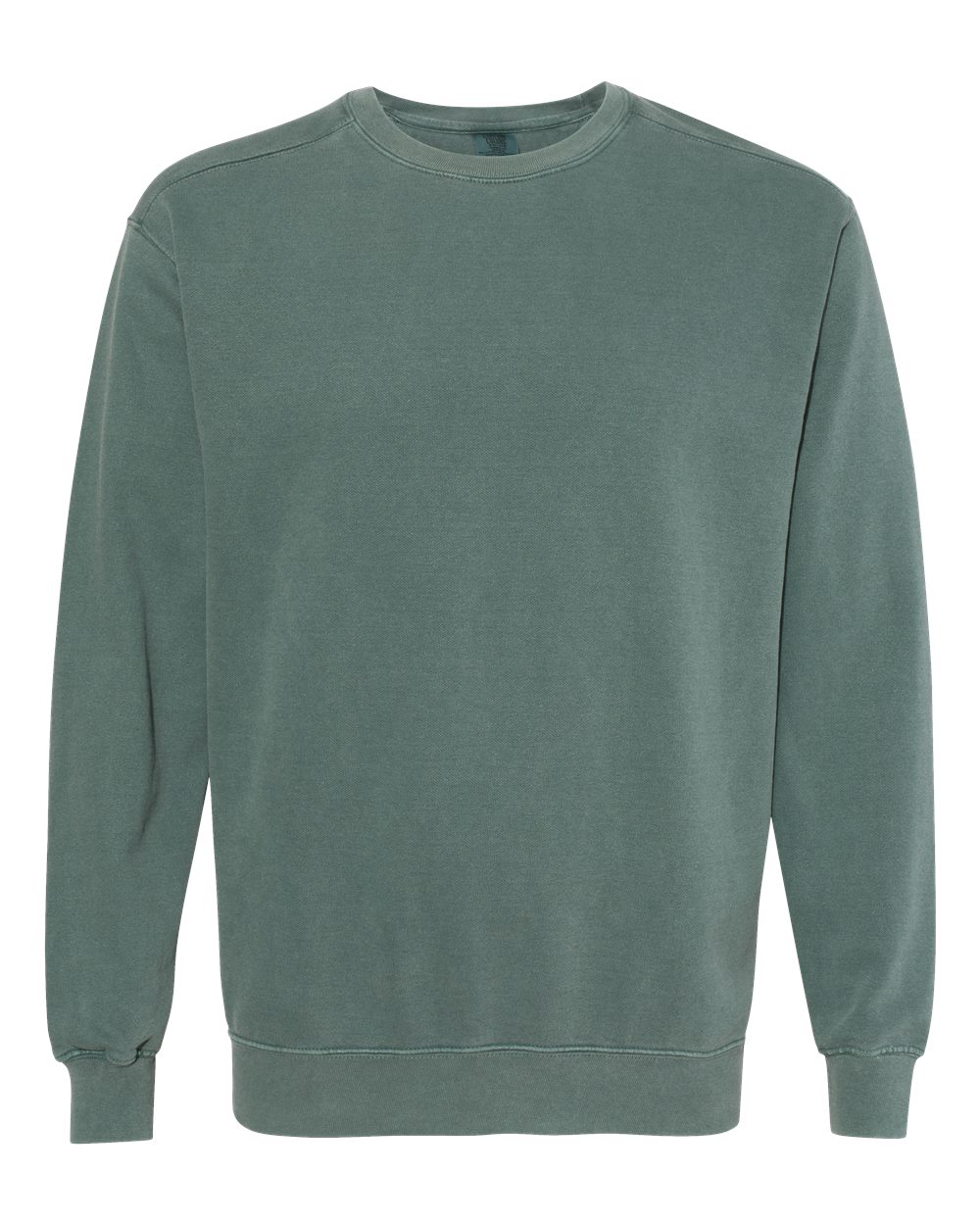Custom crewneck sweatshirts, Comfort Colors garment-dyed crewneck in Blue Spruce, front view