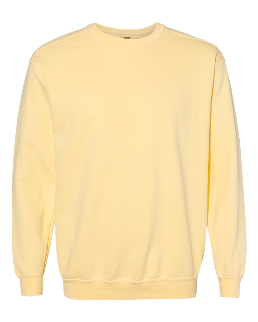 Custom crewneck sweatshirts, Comfort Colors garment-dyed crewneck in Butter, front view