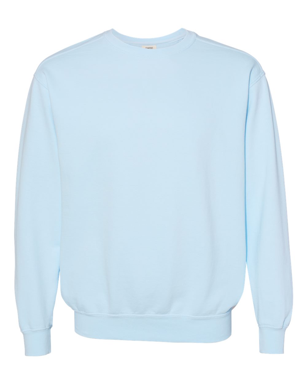 Custom crewneck sweatshirts, Comfort Colors garment-dyed crewneck in Chambray, front view