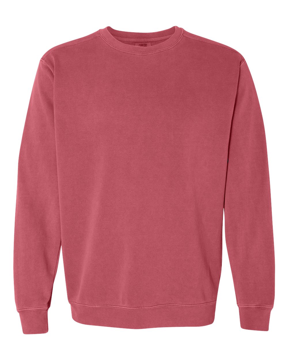 Custom crewneck sweatshirts, Comfort Colors garment-dyed crewneck in Crimson, front view