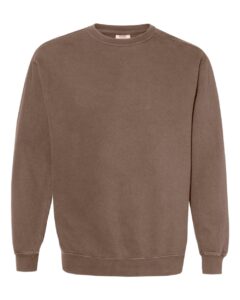 Custom crewneck sweatshirts, Comfort Colors garment-dyed crewneck in Espresso, front view
