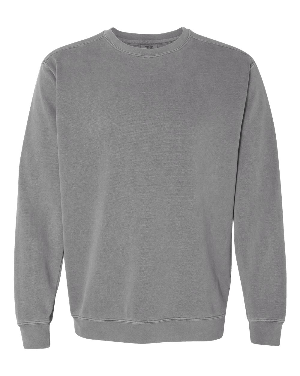 Custom crewneck sweatshirts, Comfort Colors garment-dyed crewneck in Grey, front view